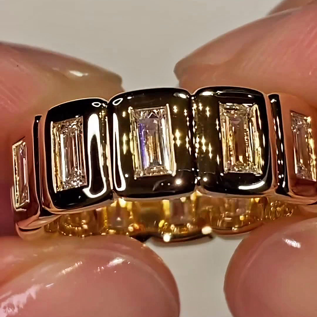 6ct Emerald Cut White Sapphire Eternity Ring