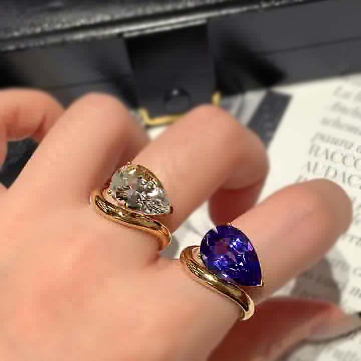 6ct Pear Cut Amethyst&White Sapphire engagement ring/ 2pcs