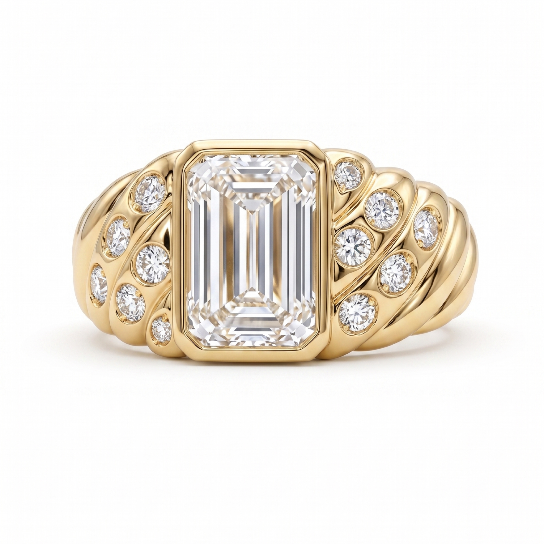 Original Design - 4ct Emerald Cut White Sapphire Engagement Ring