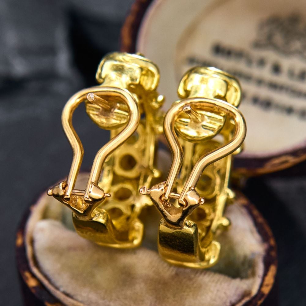 Two Tone Round Cut Pink&White Sapphire Hoop Earrings