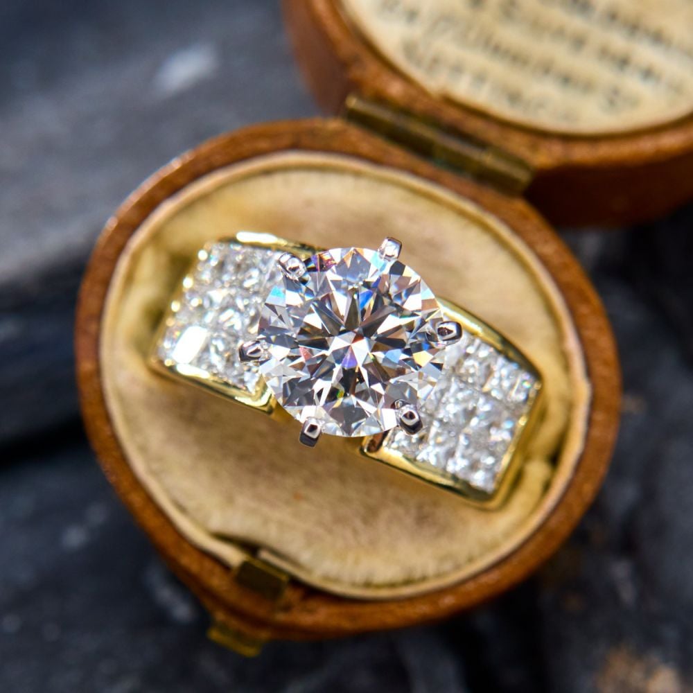 Invisible Setting 3ct Round Cut White Sapphire Engagement Ring