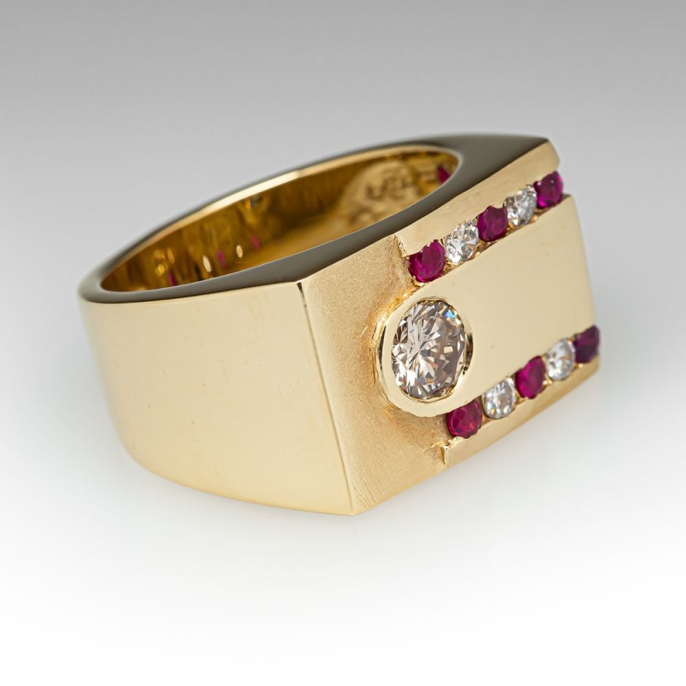 Art Deco 0.5ct Round Cut White Sapphire Men's Wedding Band