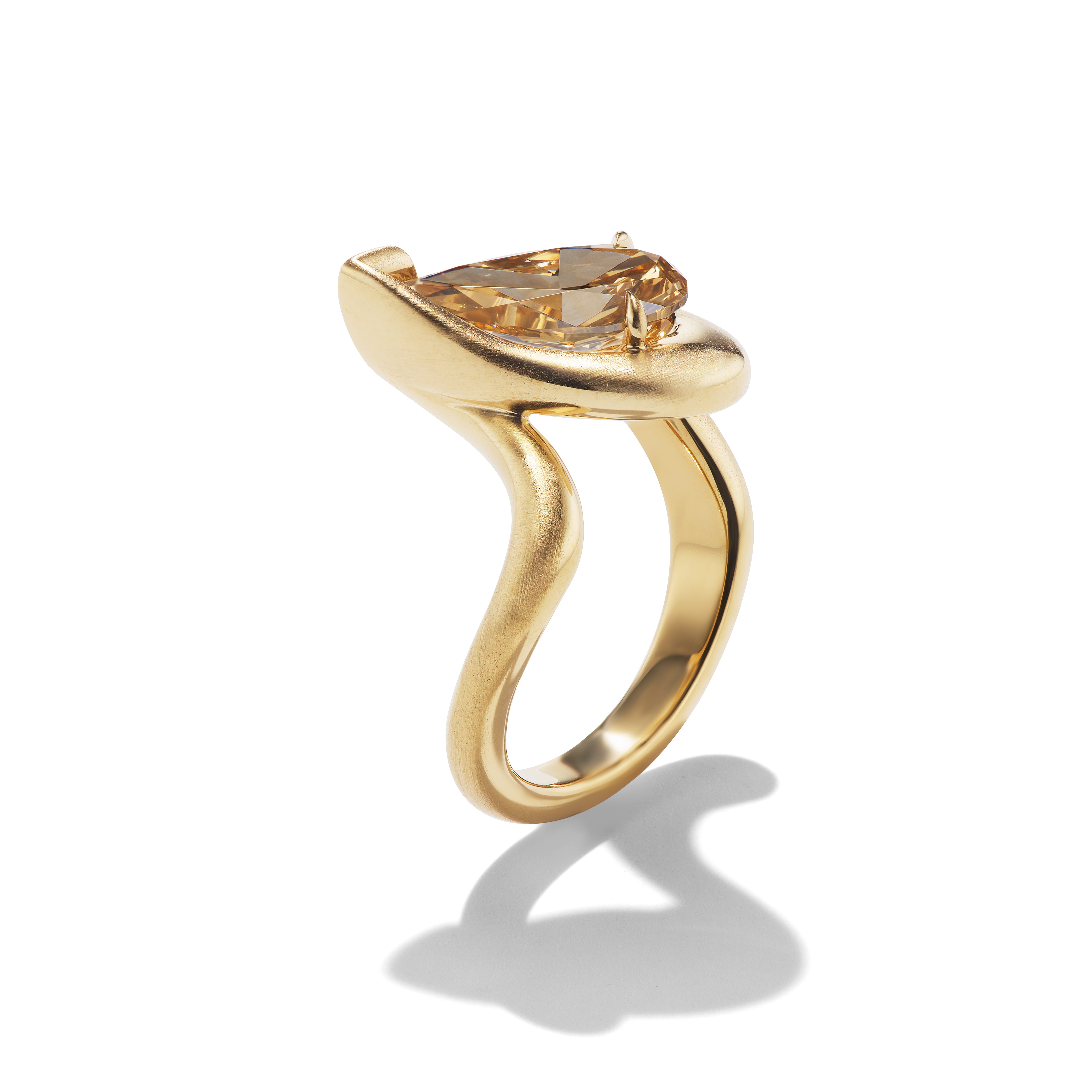 3ct Pear Cut Champagne Sapphire Engagement Ring