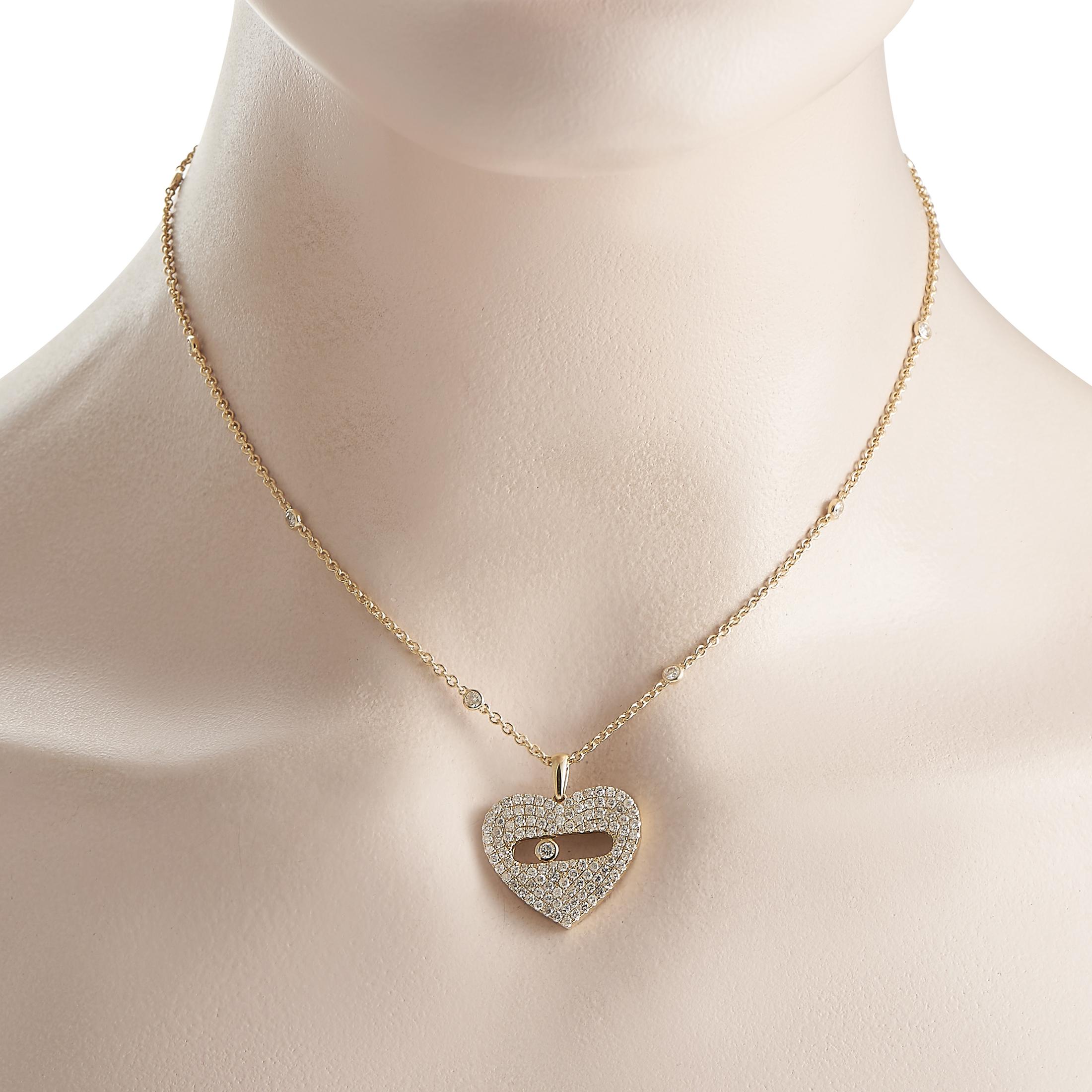 Round Cut Diamond Pave Setting Heart Pendant Necklace