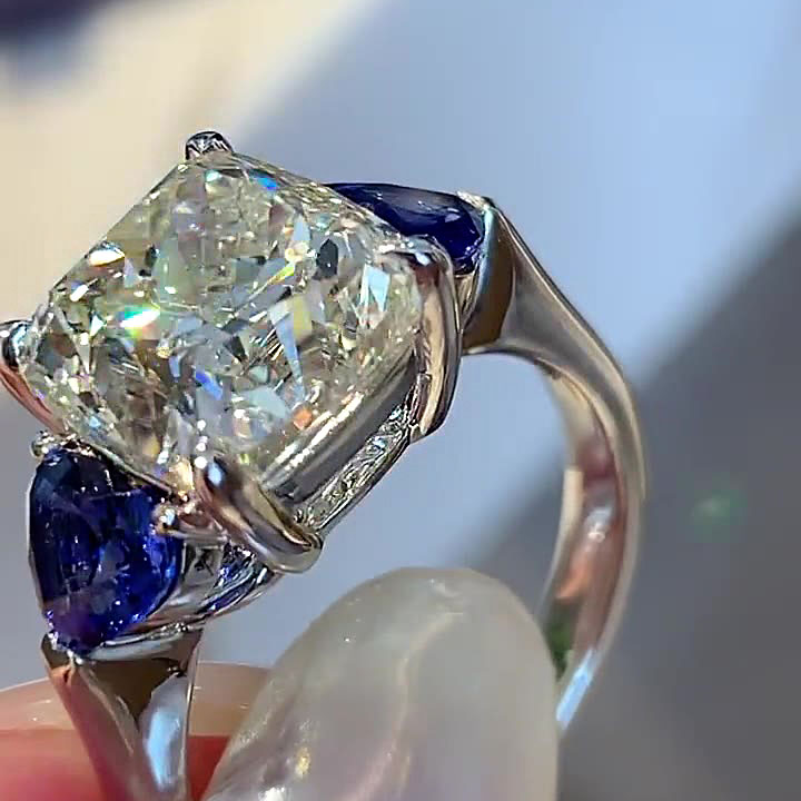 6ct Three-Stone Radiant Cut White Sapphire Engagement Ring