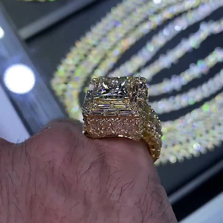 4ct Princess Cut White Sapphire Men's Engagement Ring