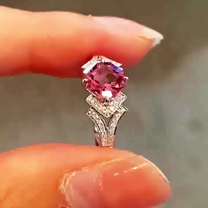 3ct Asscher Cut Pink Sapphire Engagement Ring