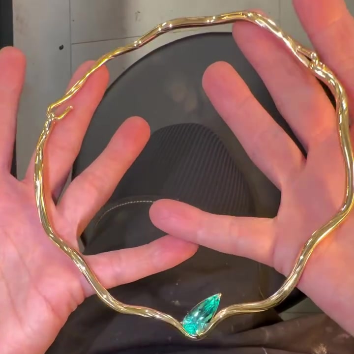 Organic Wavy Pear Cut Paraiba Open Choker Necklace