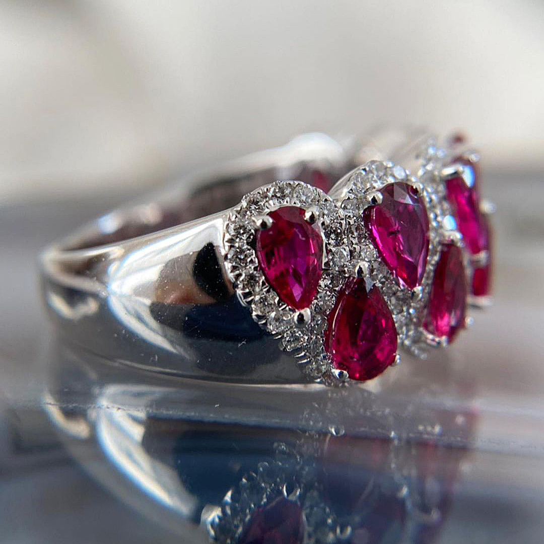 6ct Pear Cut Ruby Sapphire Eternity Ring