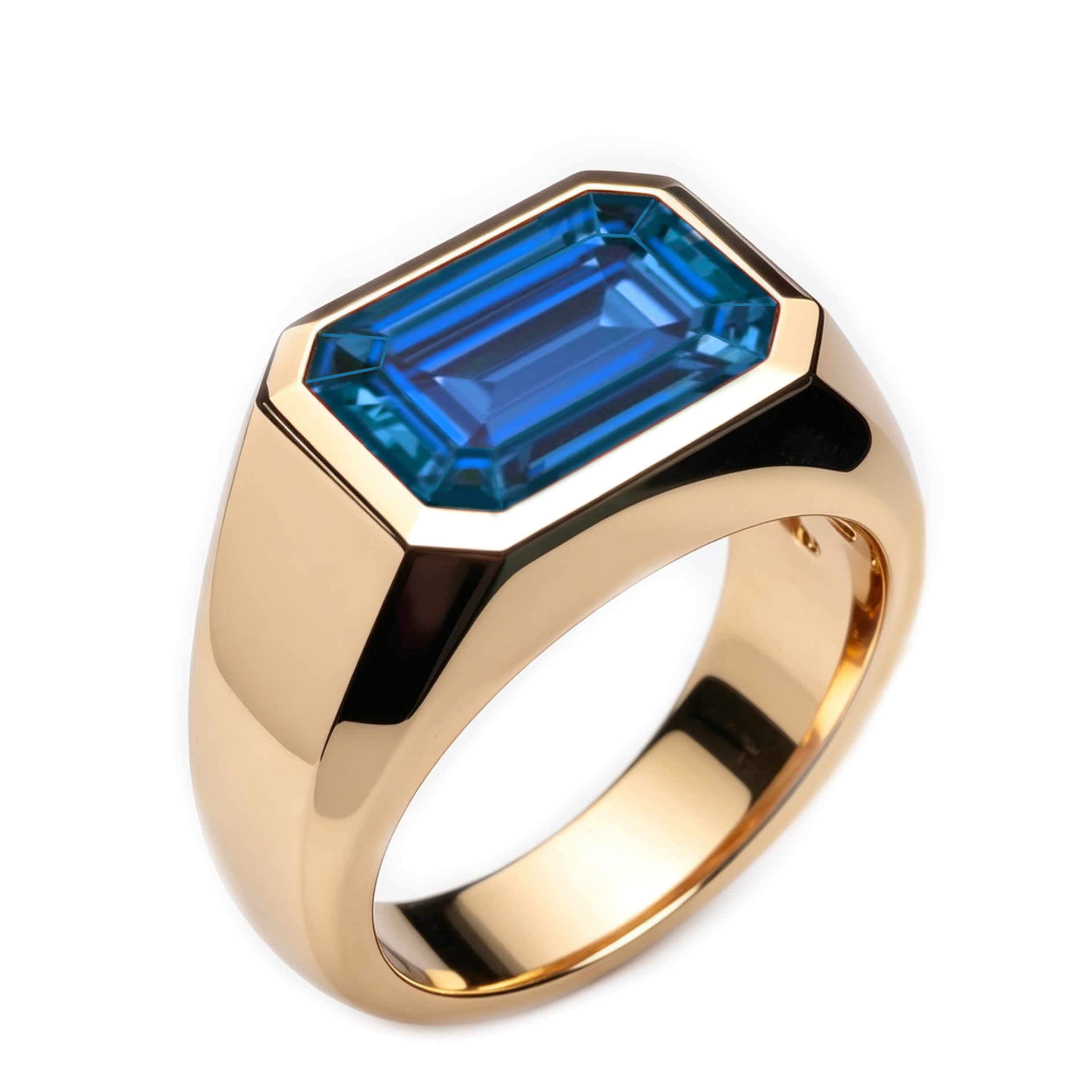 5ct Emerald Cut Blue / Emerald Sapphire Men's Engagement Ring (2 Material Options)