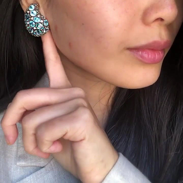 Oval Cut Aquamarine Sapphire Stud Earrings