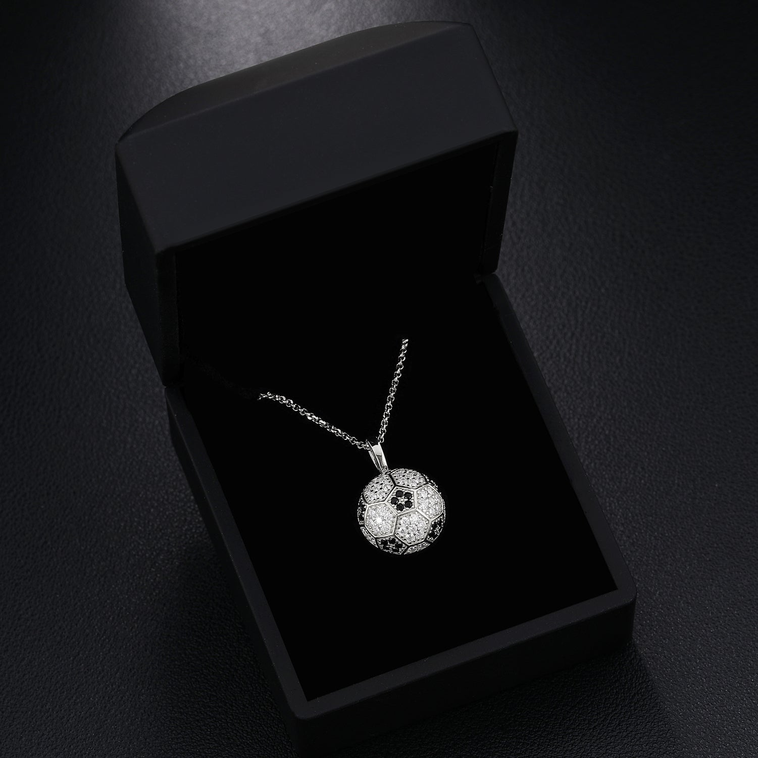 3D Soccer Ball Sport Pendant Necklace (Platinum / Gold Options, Single Piece Sale)