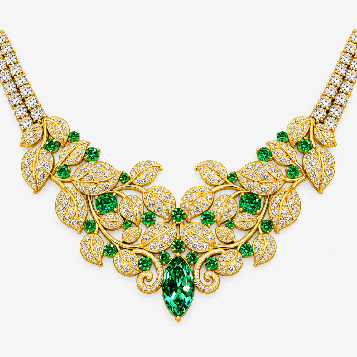 Original Design - Marquise Cut Emerald Sapphire Necklace