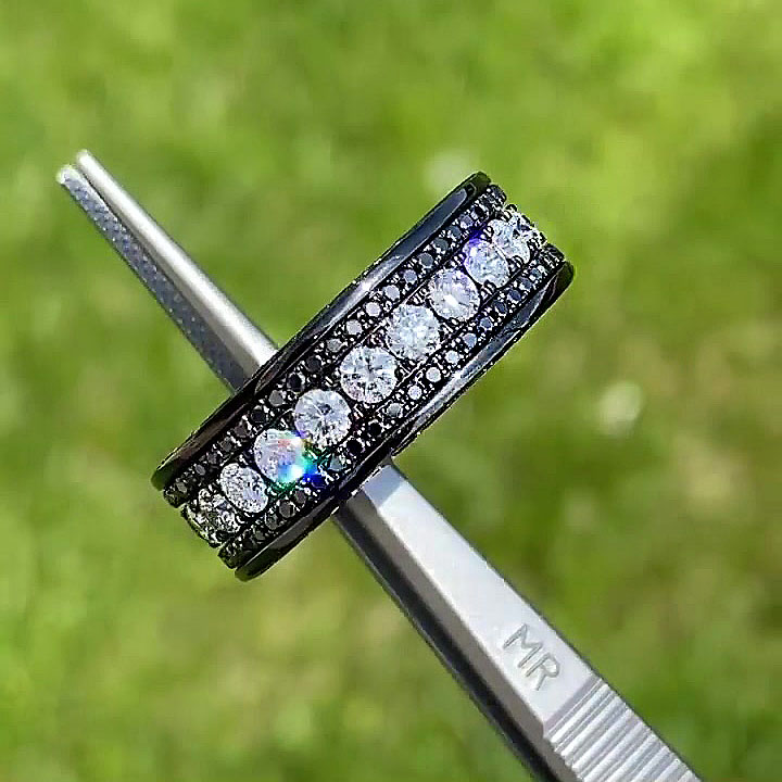 6.75ct Round Cut White Sapphire Men's Eternity Ring