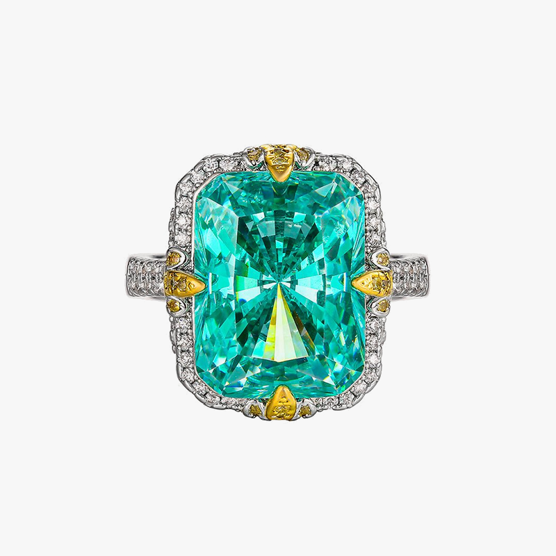3.25ct Radiant Cut Paraiba Sapphire Halo Cocktail Ring