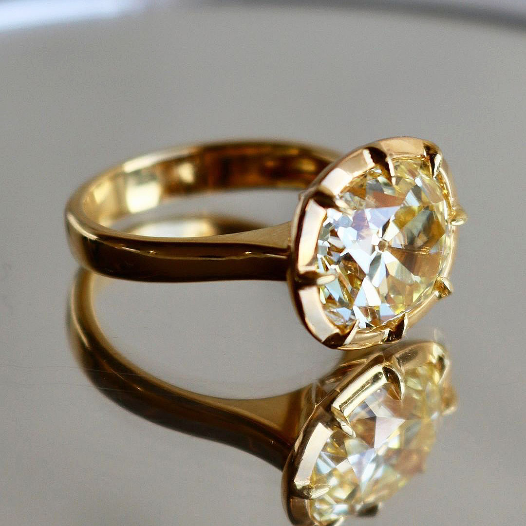 6ct Cushion Cut Yellow Sapphire Engagement Ring