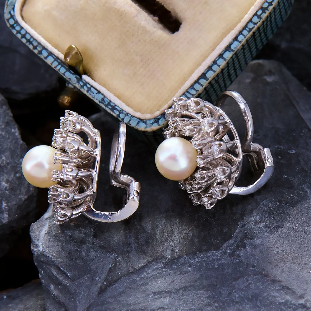Celestial Diamond Burst Pearl Sutd Earrings