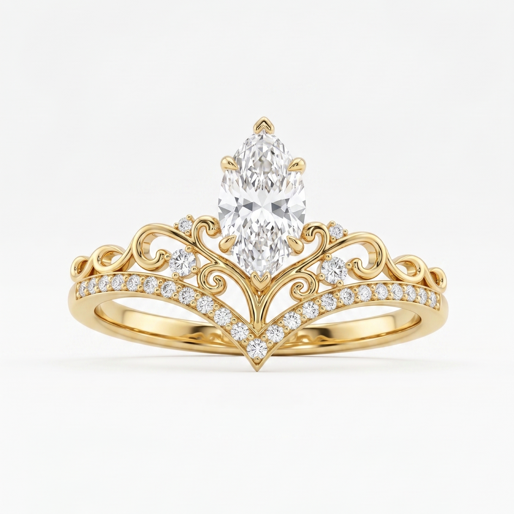 Original Design - 1ct Marquise Cut White Sapphire Engagement Ring
