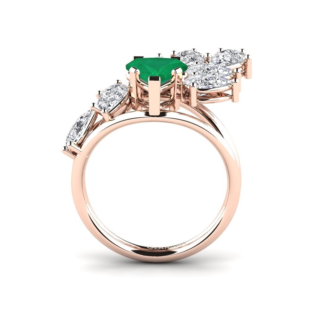 1.2ct Triangular Cut Emerald Rose Gold Engagement Ring