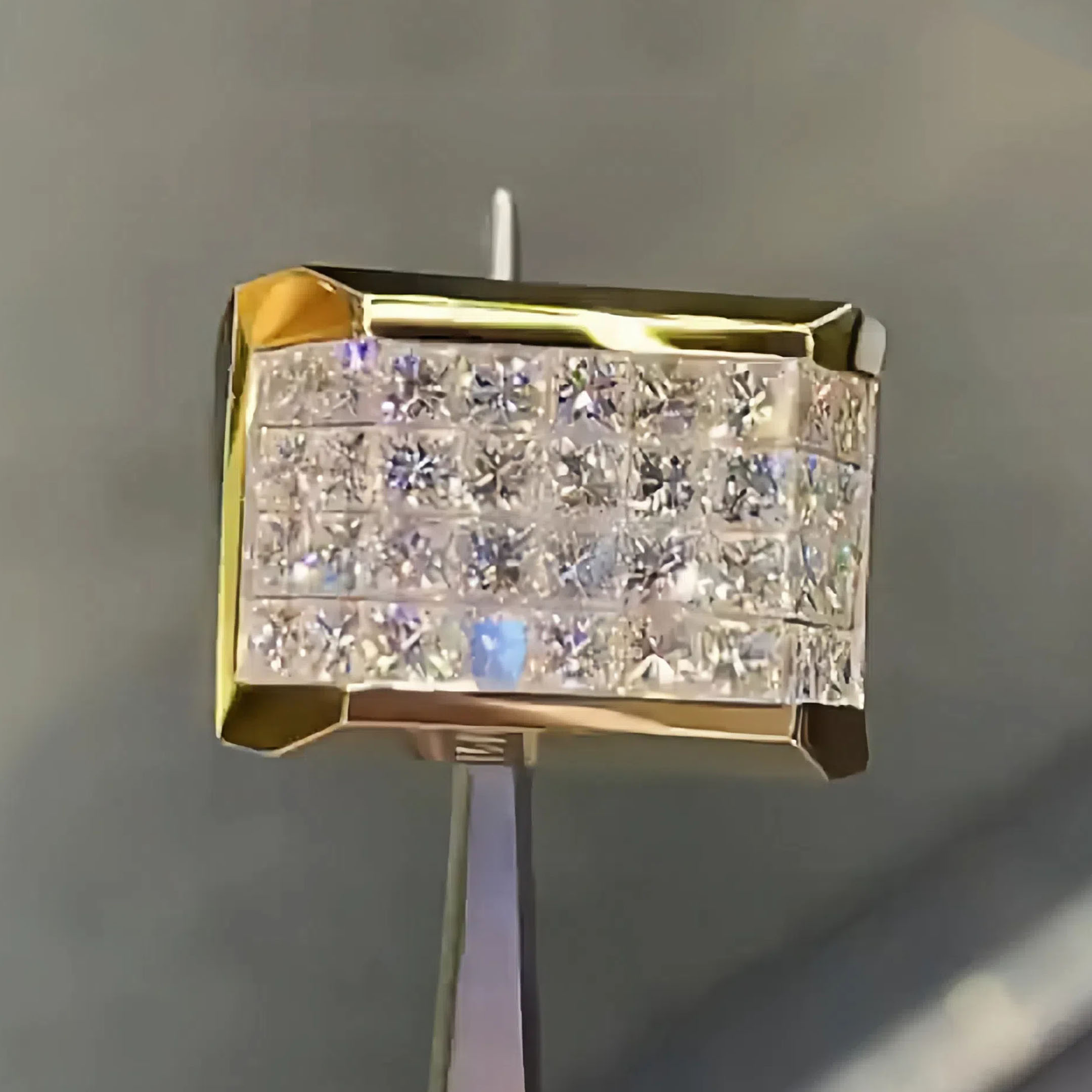 5.5ct Princess Cut White Sapphire Invisible Setting Men's Ring