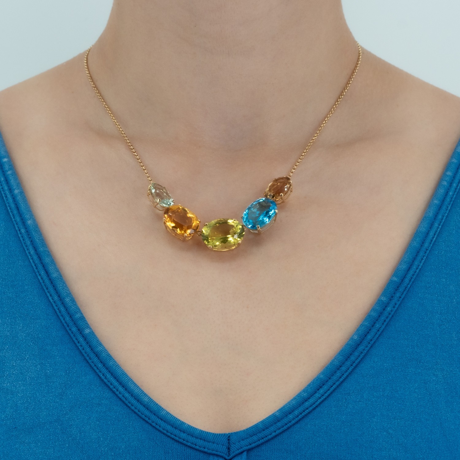 Oval Cut Rainbow Sapphire Pendant Necklace