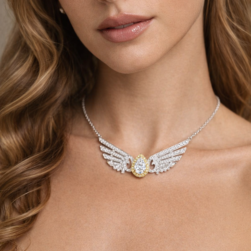 Original Design - Pear Cut White Moissanite Necklace