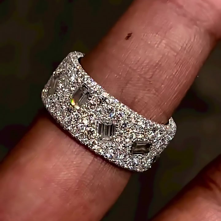 8.95ct Round&Emerald Cut White Sapphire Eternity Ring