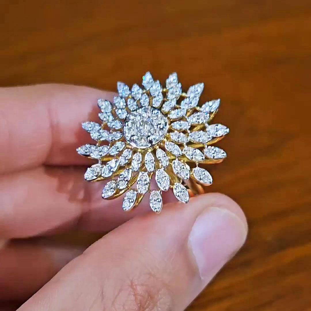 6.25ct Art Deco Round&Marquise Cut White Sapphire Cocktail Ring