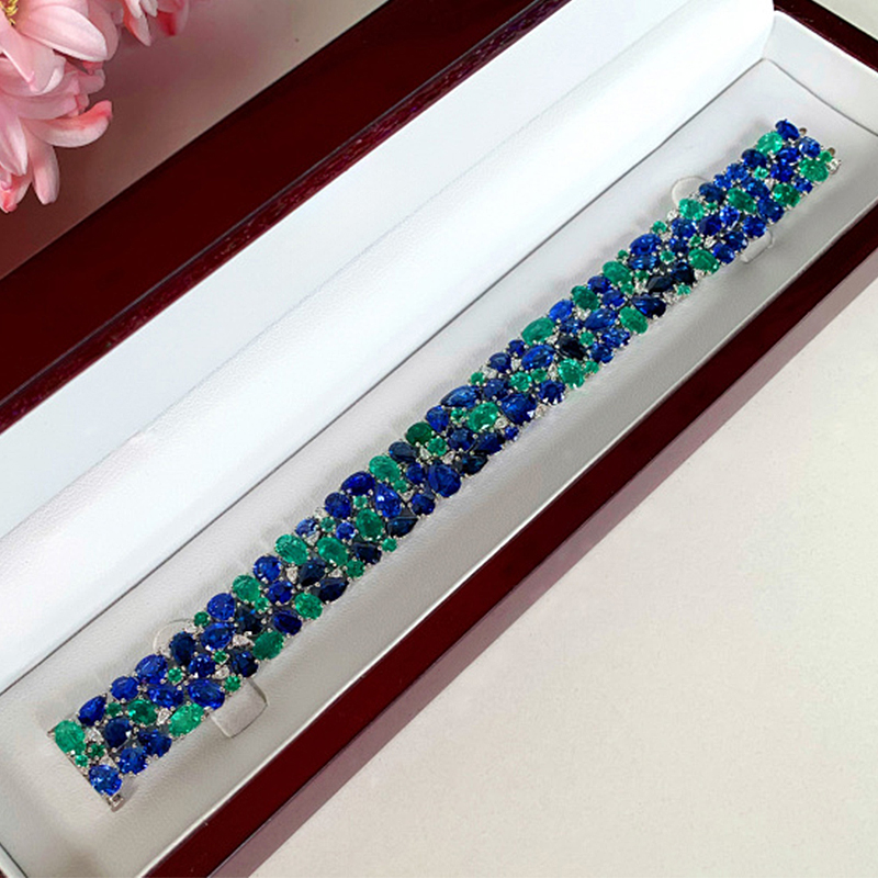 Two Tone Sapphire&Emerald Bracelet