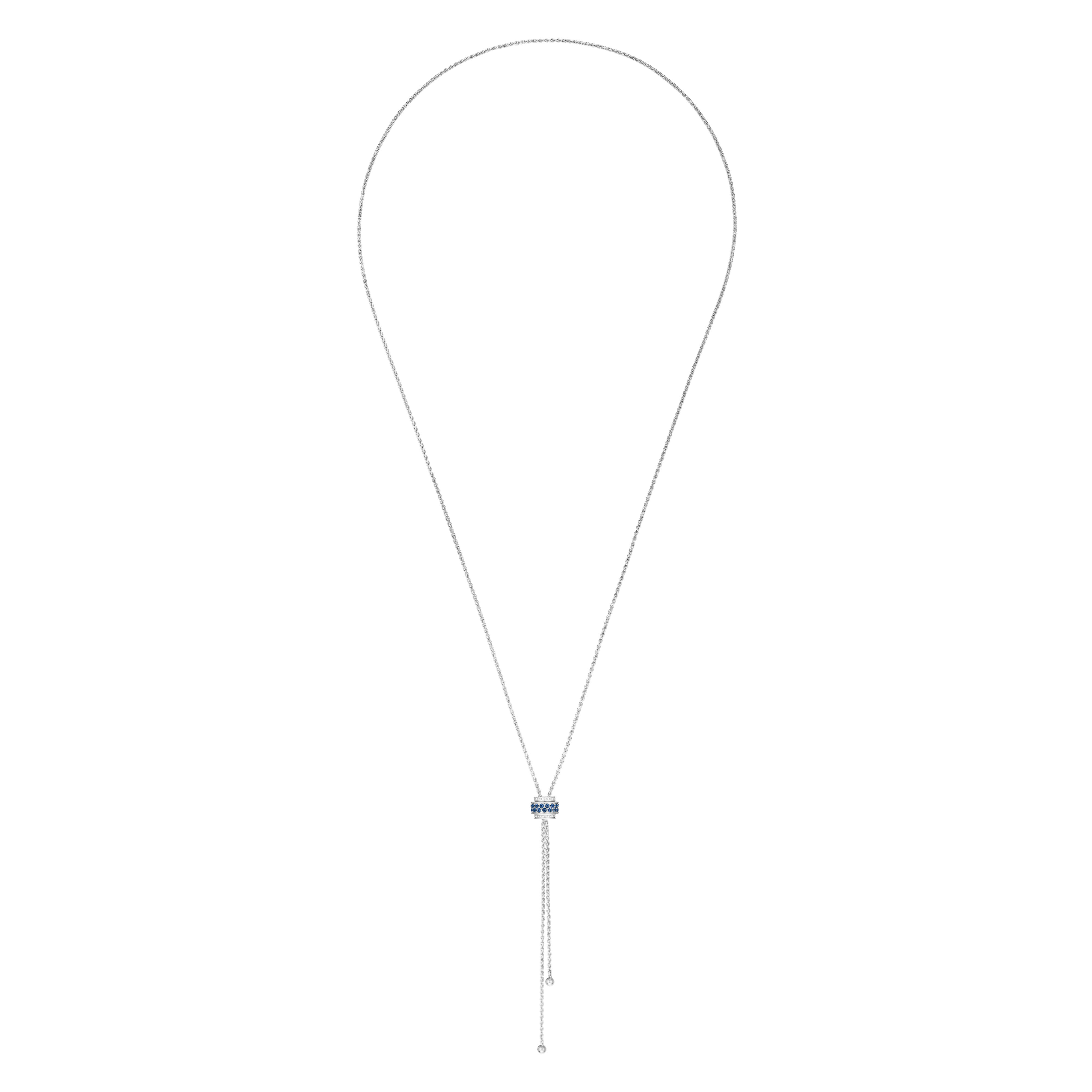 Round Cut Sapphire&Diamond Lariat Necklace