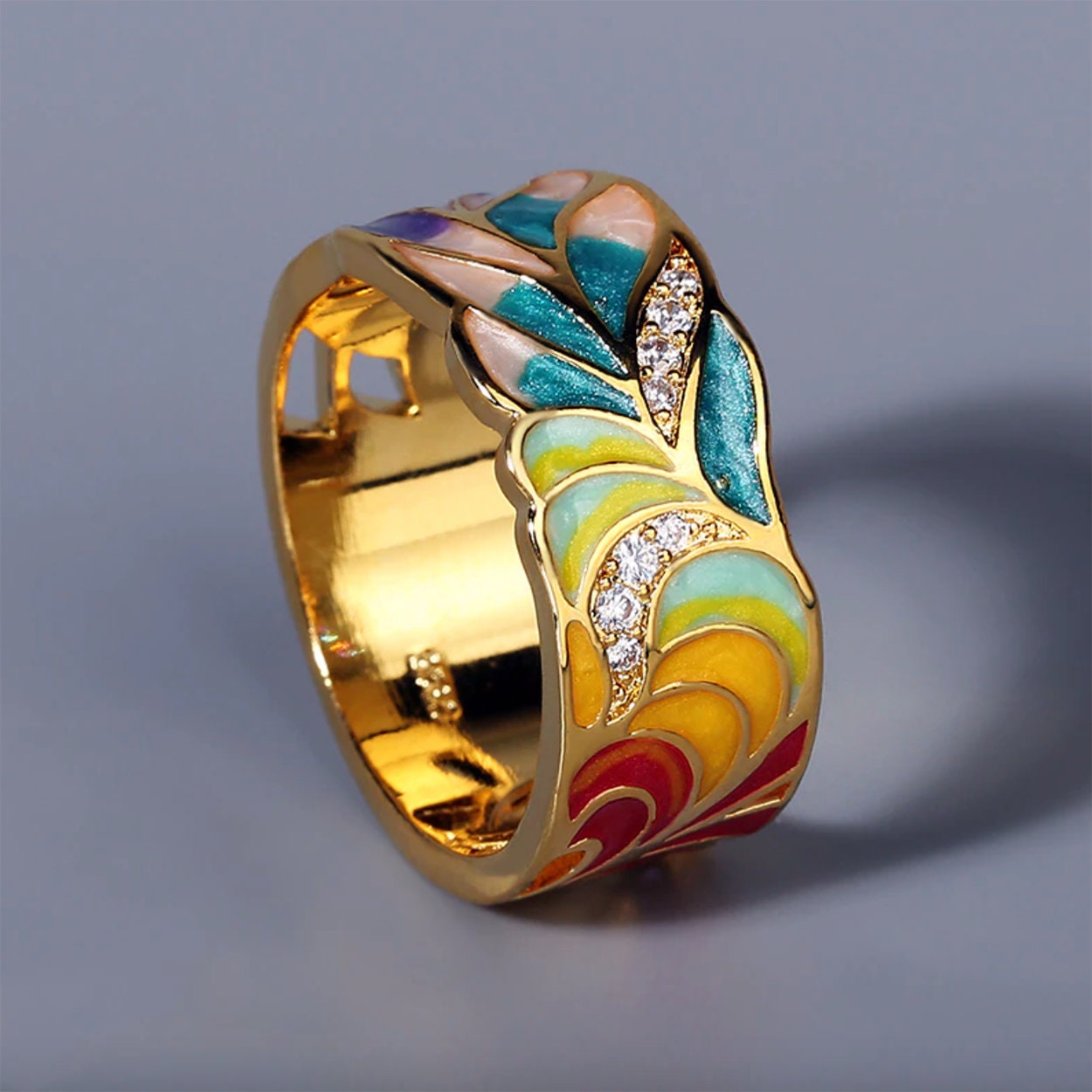 Elegant Bohemian Unique Enamel Statement Ring