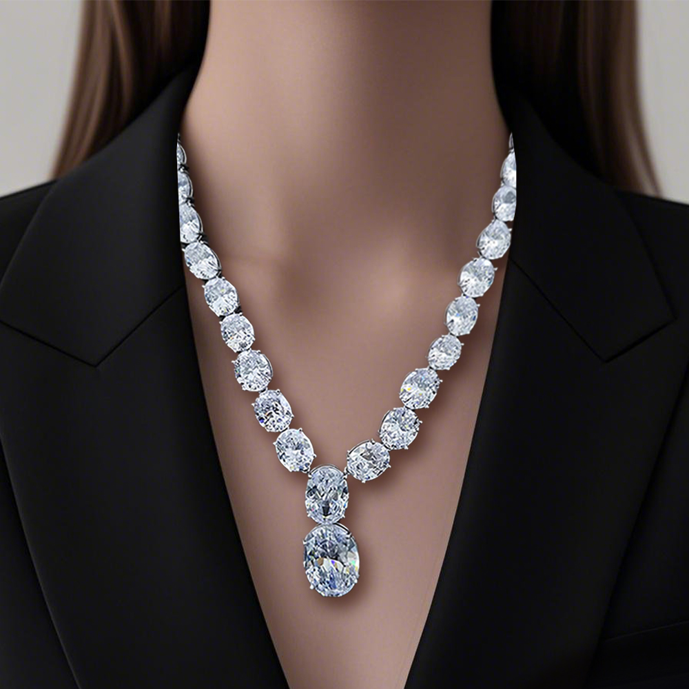 Stunning White Sapphire Pendant Necklace