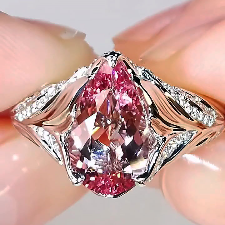 7ct Pear Cut Pink Sapphire Engagement Ring