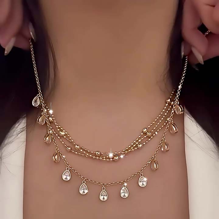 Art Deco Pear Cut White Sapphire Necklace