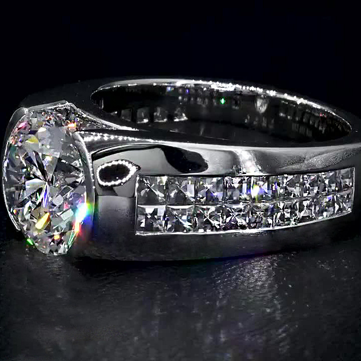 5ct Round Cut White Sapphire Engagement Ring