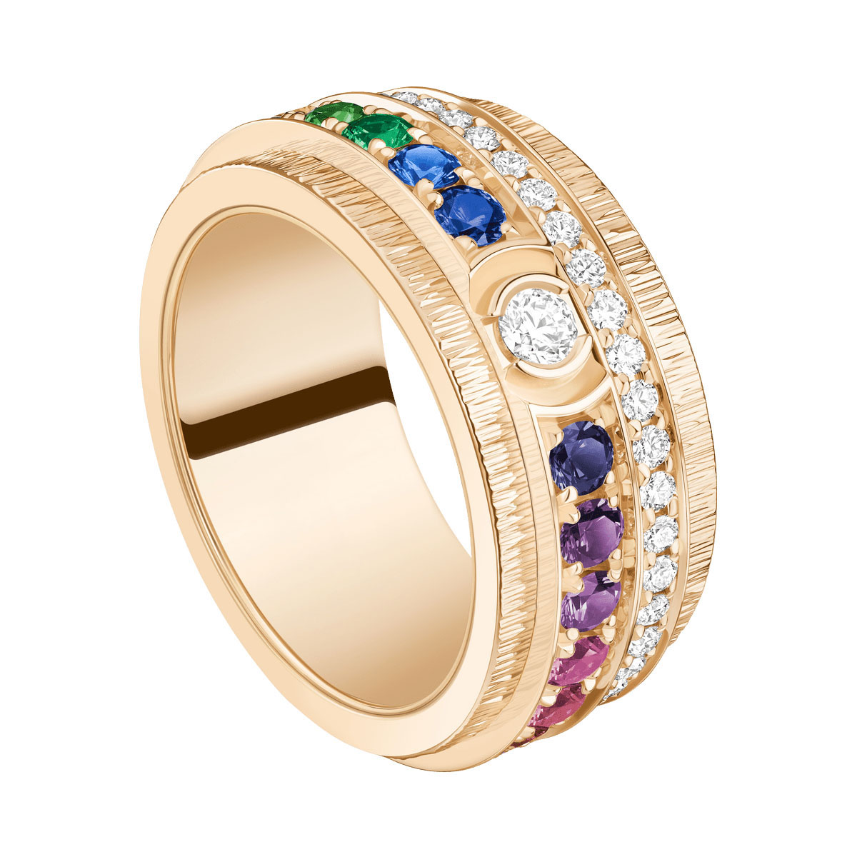 Channel Setting 1.68ct Rainbow Sapphire Wedding Band
