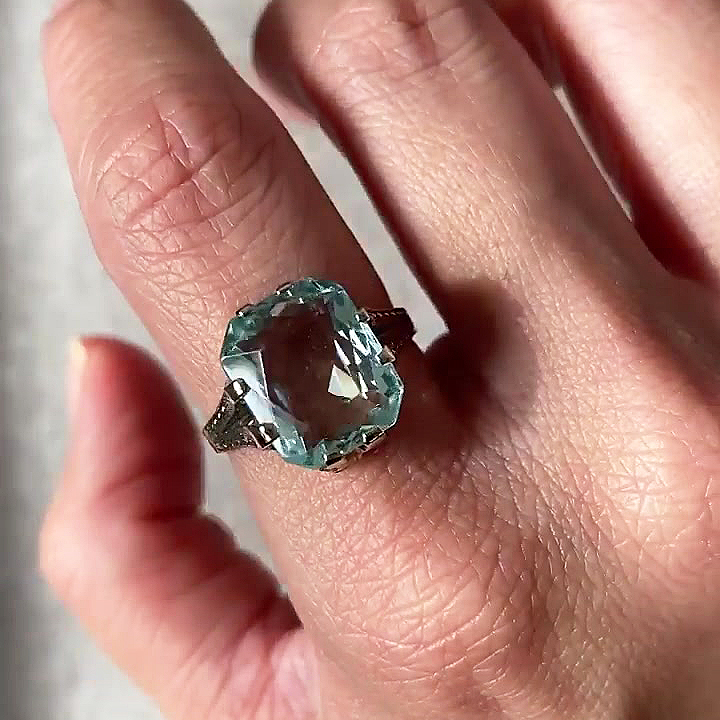 5ct Radiant Cut Aquamarine Sapphire Engagement Ring