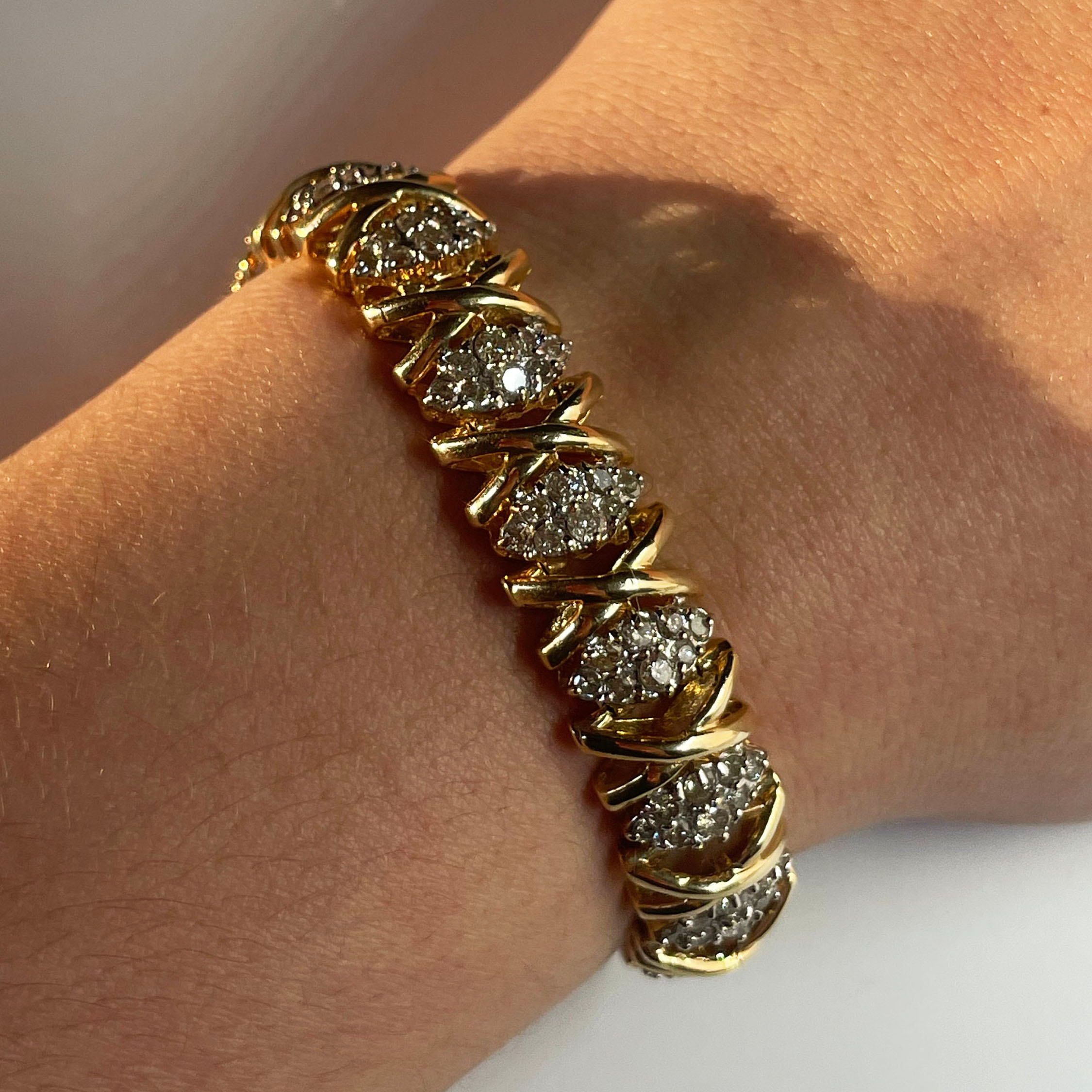 X-shape Design Round Cut Diamond Bracelet