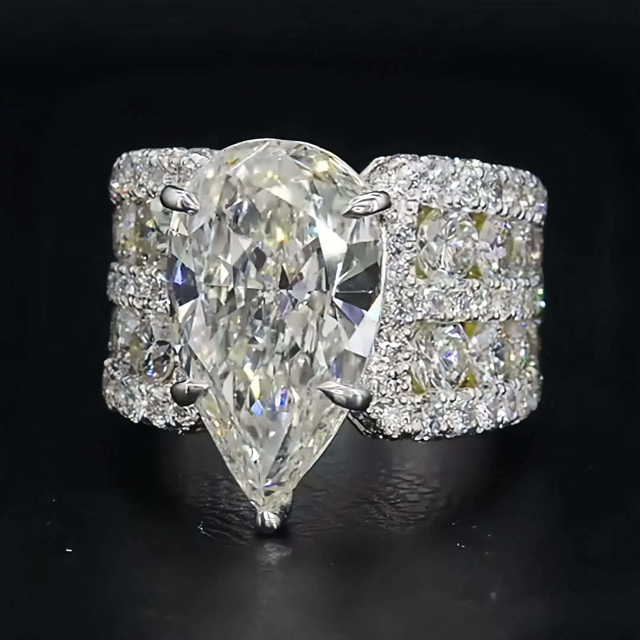 6ct Pear Cut White Sapphire Engagement Ring