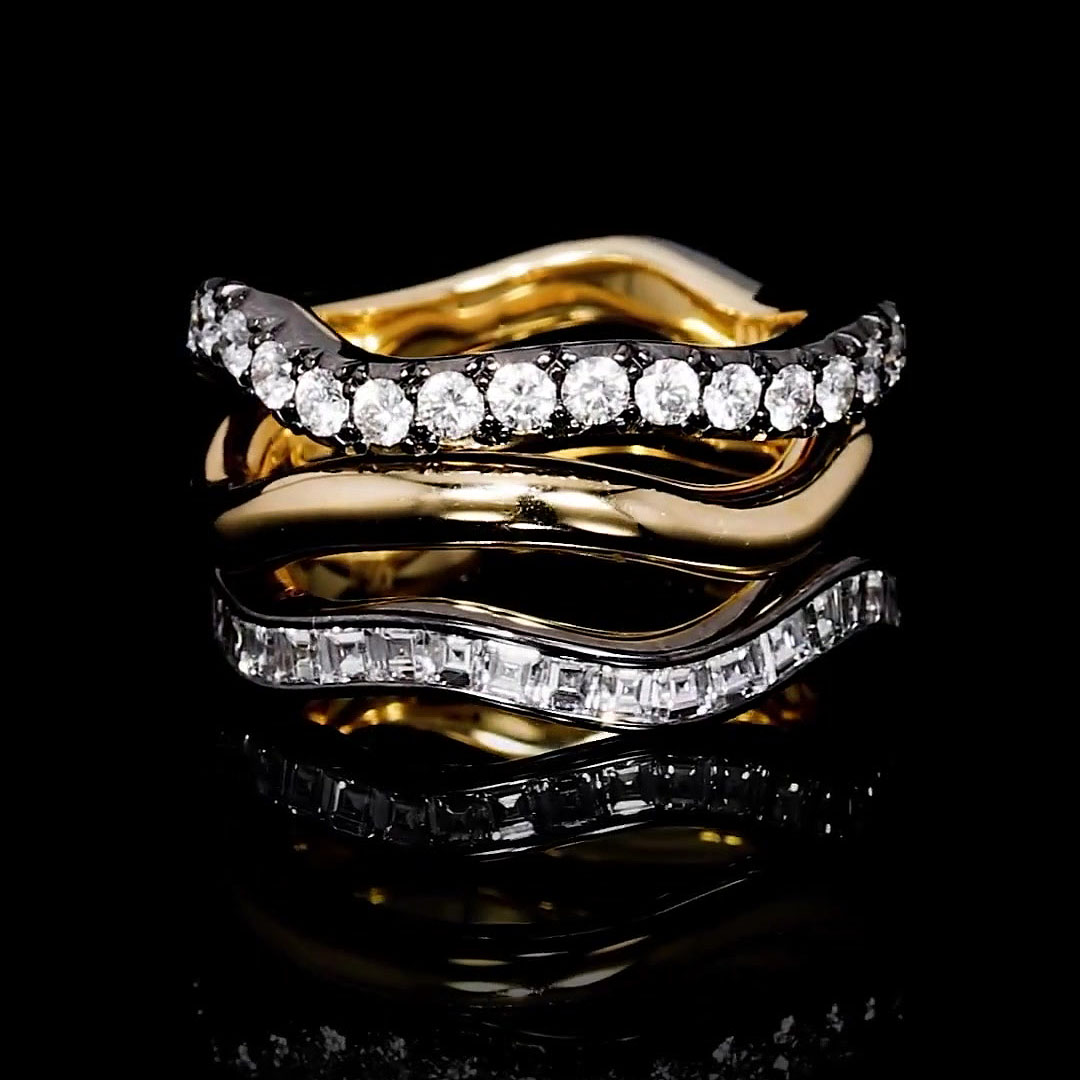 5.35ct Round&Asscher Cut White Sapphire Eternity Ring