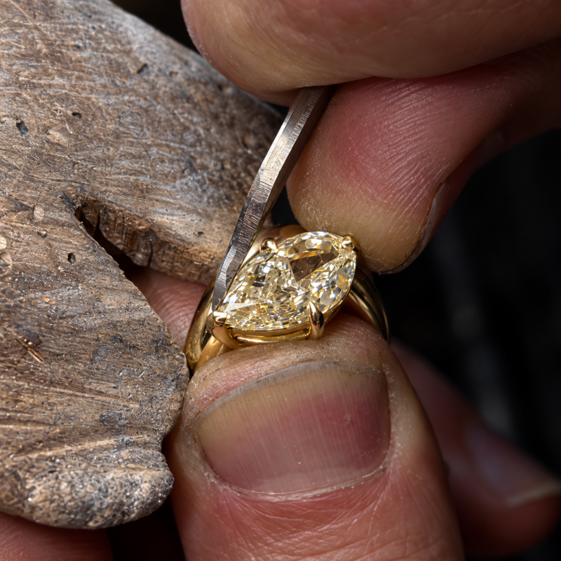 2.75ct Pear Cut Yellow Sapphire Solitaire Engagement Ring