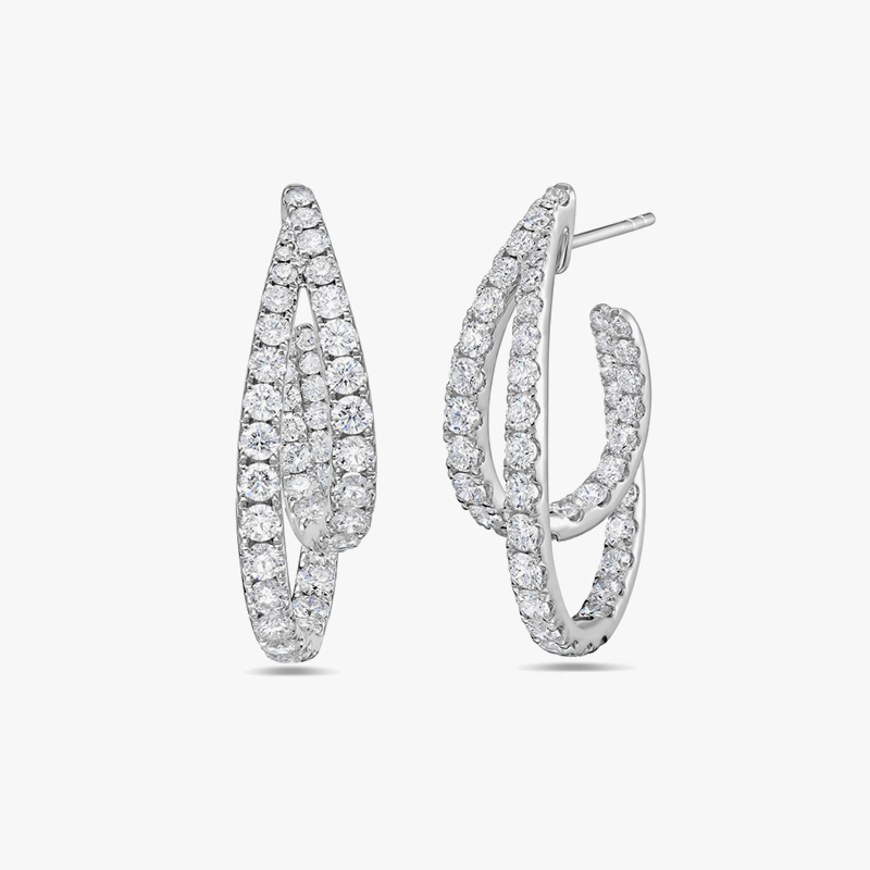 Fashion Round Cut Two-Tone Interwoven Double Hoop Earrings - 1 Pair (6 Color Options)