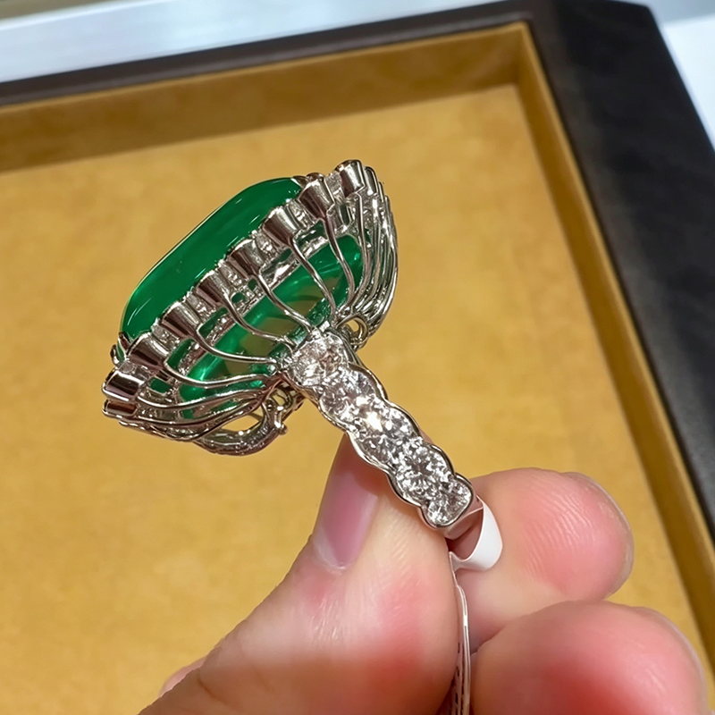 5ct Sugarloaf Cut Emerald Sapphire Halo Cocktail Ring