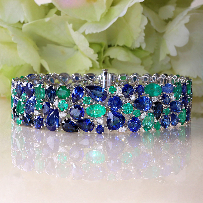 Two Tone Sapphire&Emerald Bracelet