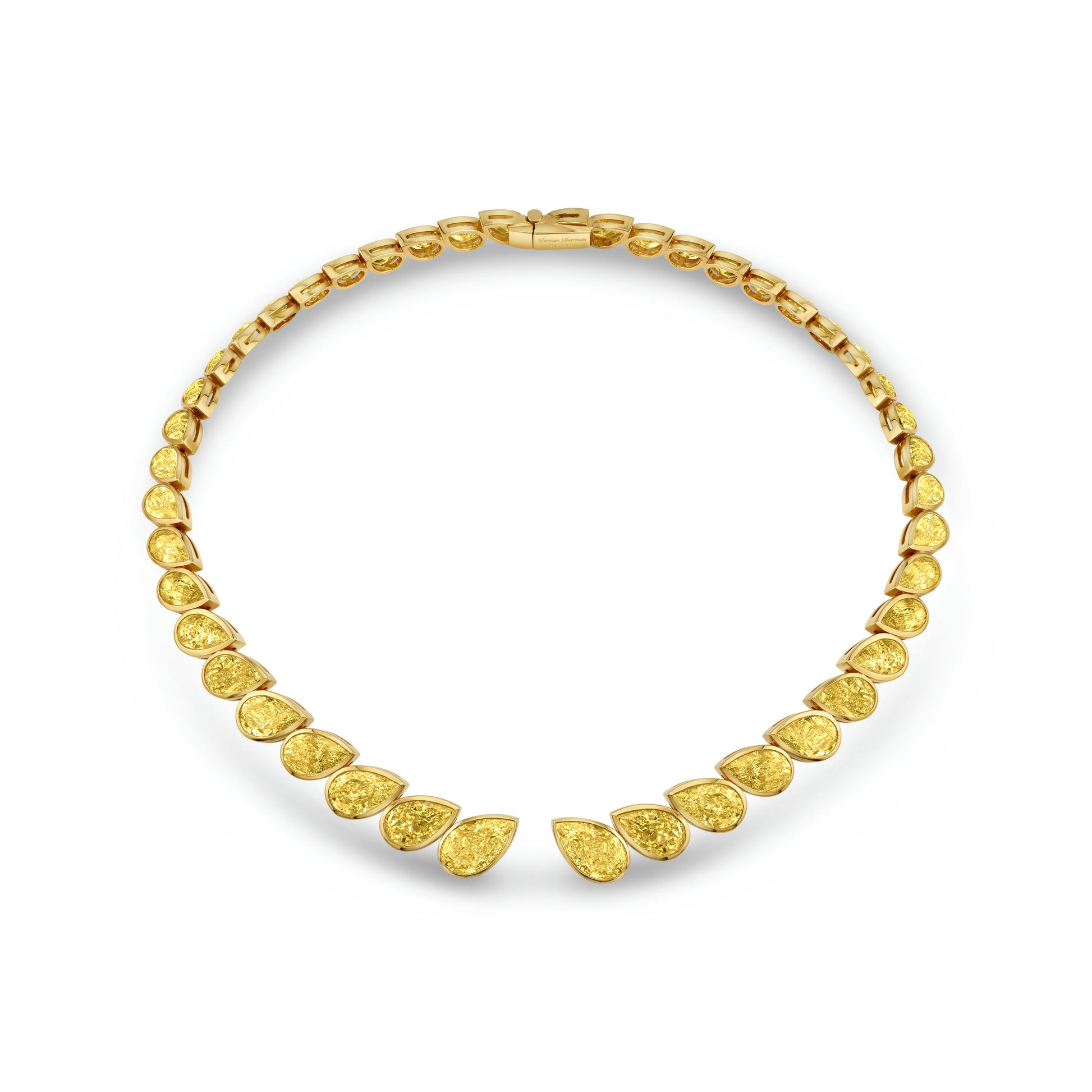 Pear Cut Yellow Sapphire Bezel Set Choker