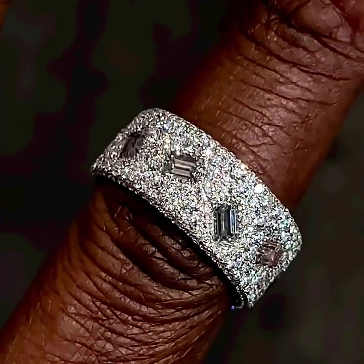 8.95ct Round&Emerald Cut White Sapphire Eternity Ring