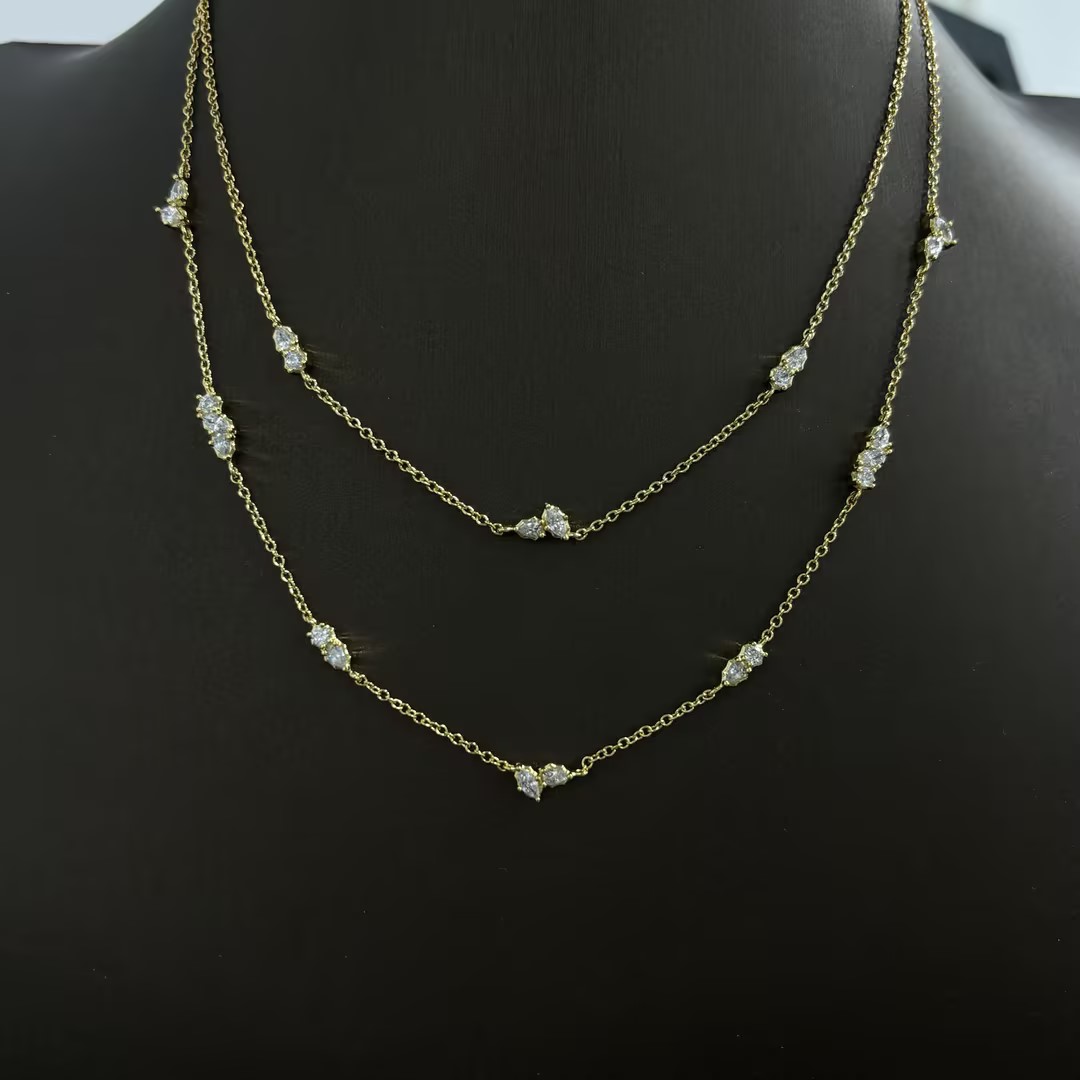 Double Layer White Sapphire Necklace