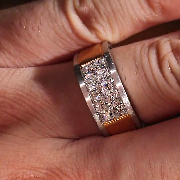 2.5ct Princess Cut White Sapphire Men's Engagement Ring