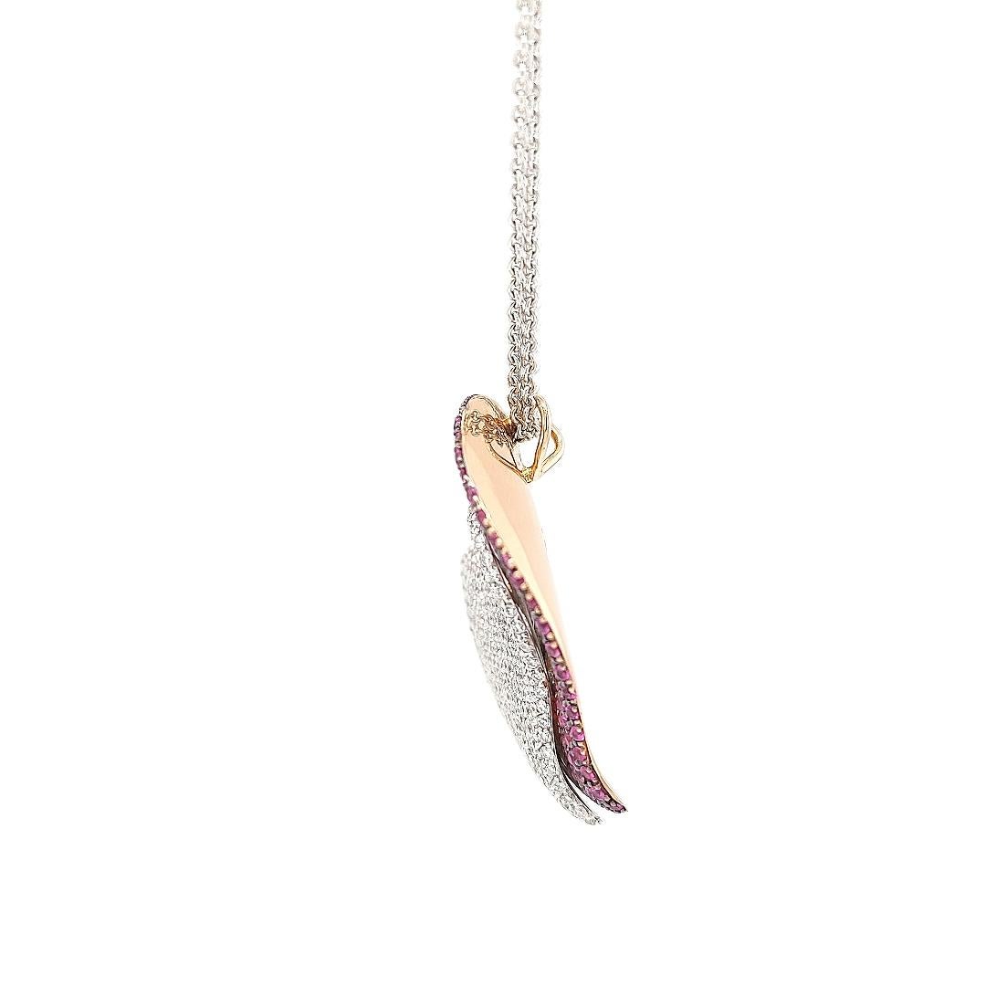 Fashion Heart Pink&Diamond Pendant Necklace