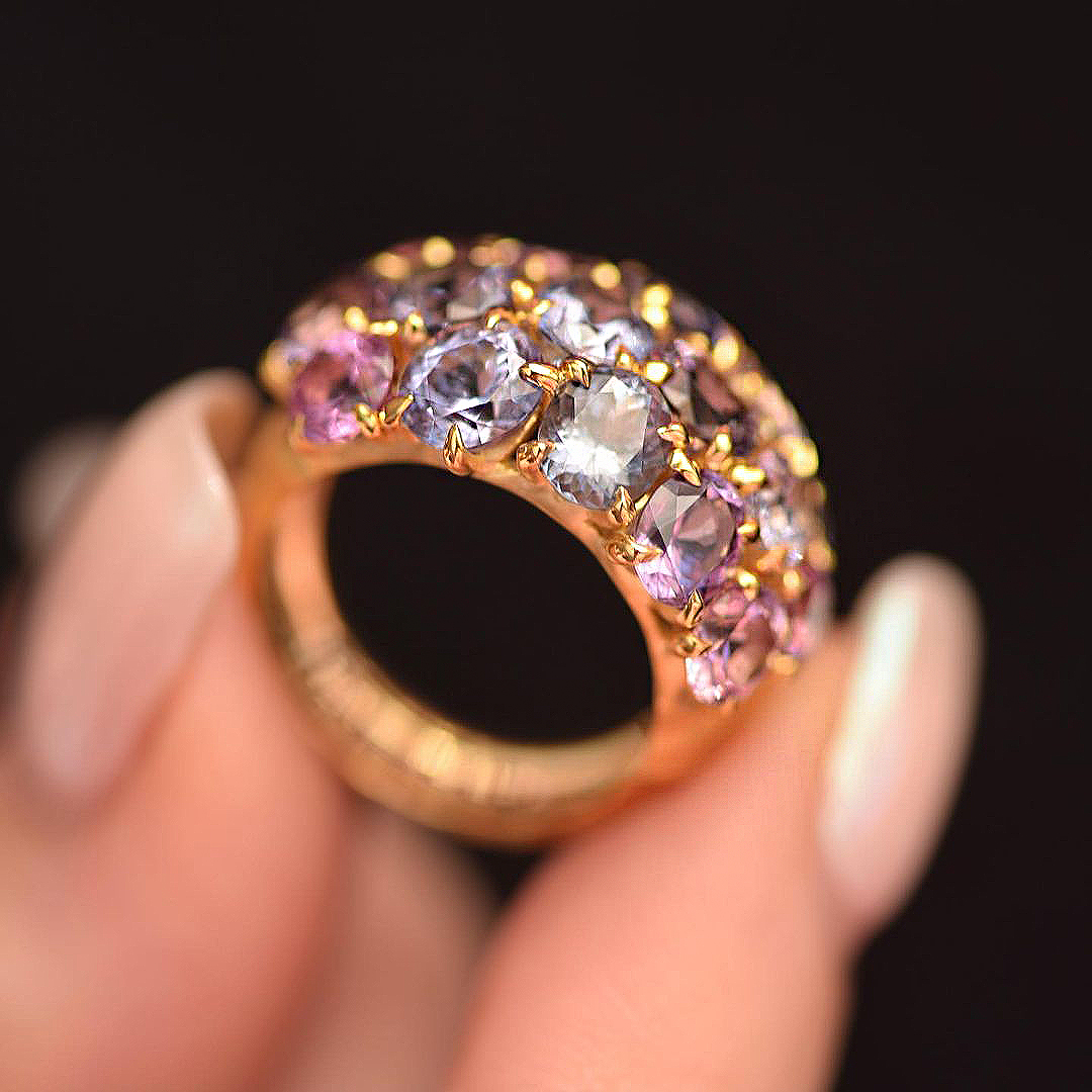 7.25ct Oval Cut Rainbow Sapphire Eternity Ring